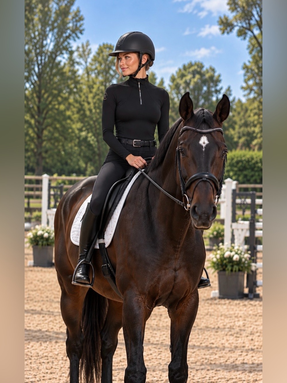 Equestrian Dressage English Black Long Sleeve Summer Winter Riding Shirt - Picture 7 of 8